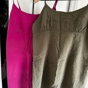 wild fable Pink and Olive Green Midi Slip Dresses